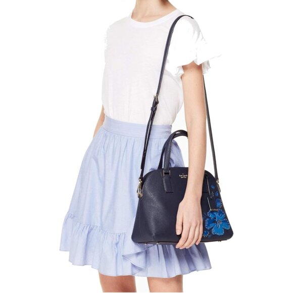 NWOT KATE SPADE Blazer Blue Cameron Street Hibiscus Lottie Leather Satchel - Picture 4 of 10